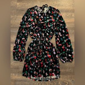 Open edit printed velour mini dress Size XS